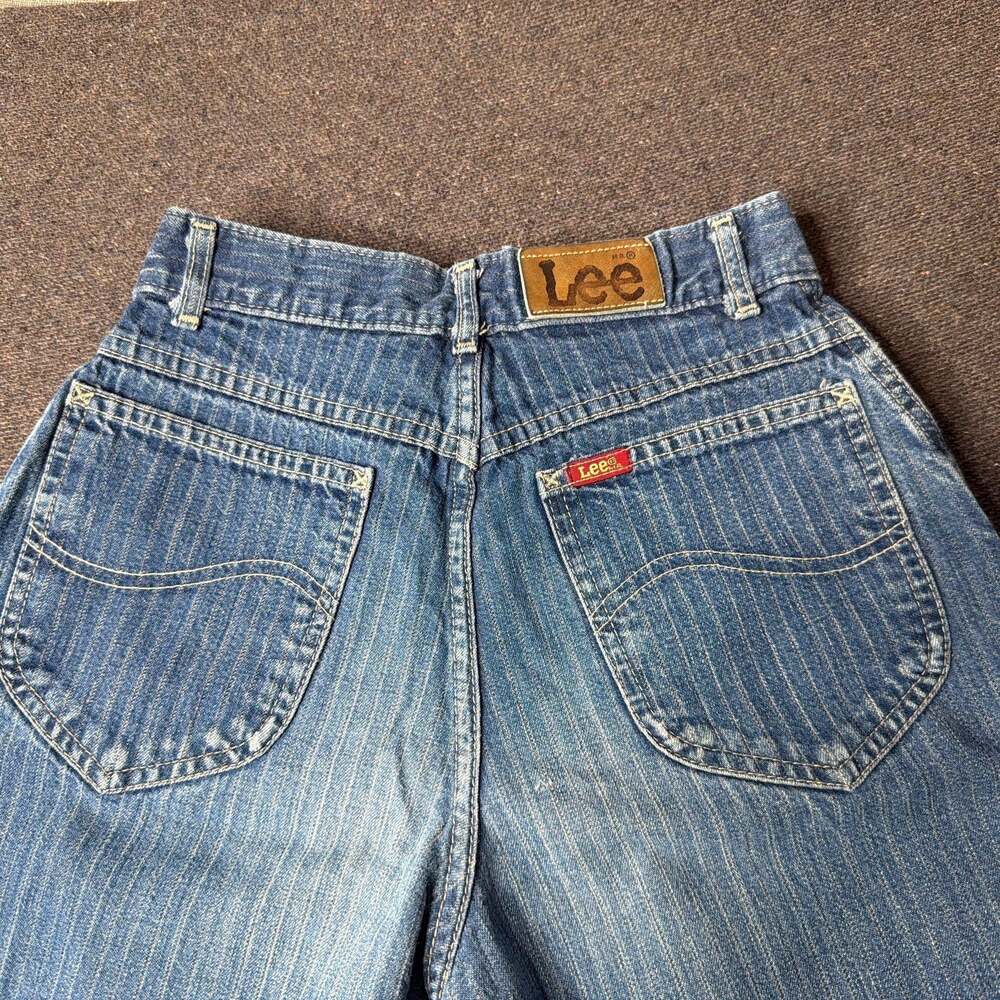 Vintage 80s Lee Riders Pinstripe High Waisted Mom Jeans Made in USA